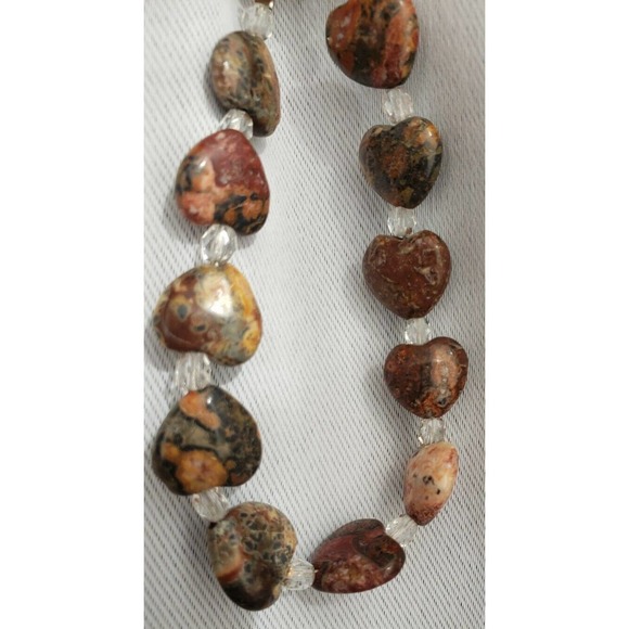 Natural untreated lodolite quartz hearts Bracelet 8" Length Metal Heart Clasp - Picture 2 of 6